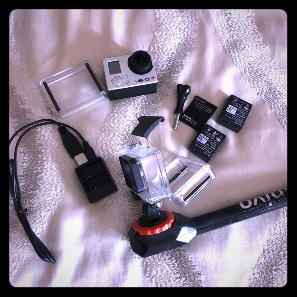 Go Pro Hero 3+ with accessories + spivo stick